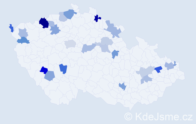 Jméno: 'Steve', počet výskytů 43 v celé ČR