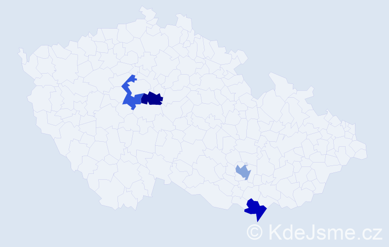Jméno: 'Calvin', počet výskytů 4 v celé ČR