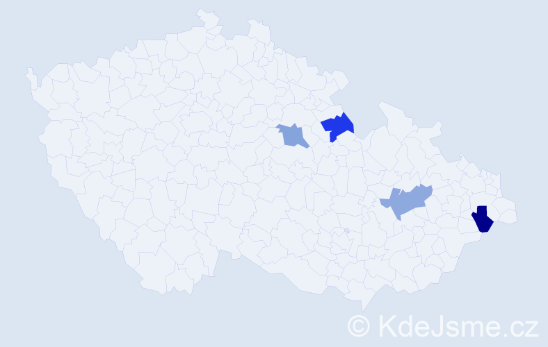 Jméno: 'Sabina Ella', počet výskytů 4 v celé ČR