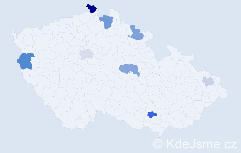 Jméno: 'Miruška', počet výskytů 11 v celé ČR