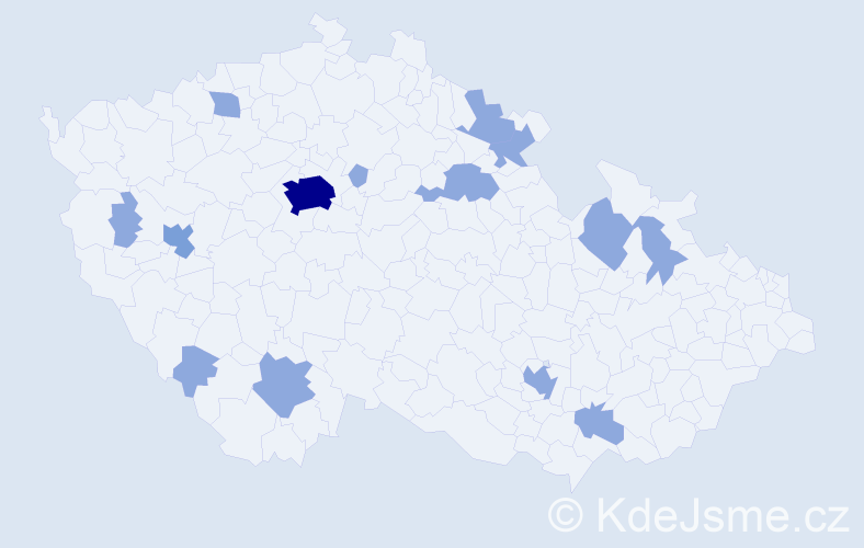 Jméno: 'Slava', počet výskytů 21 v celé ČR