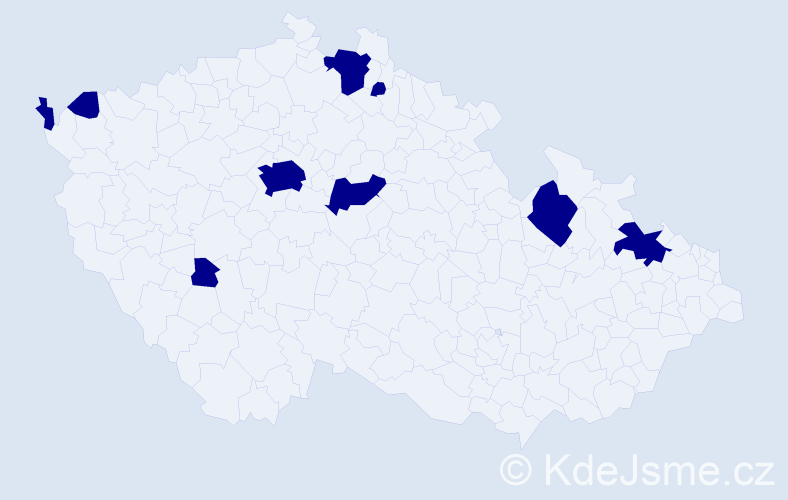 Jméno: 'Vlastík', počet výskytů 9 v celé ČR