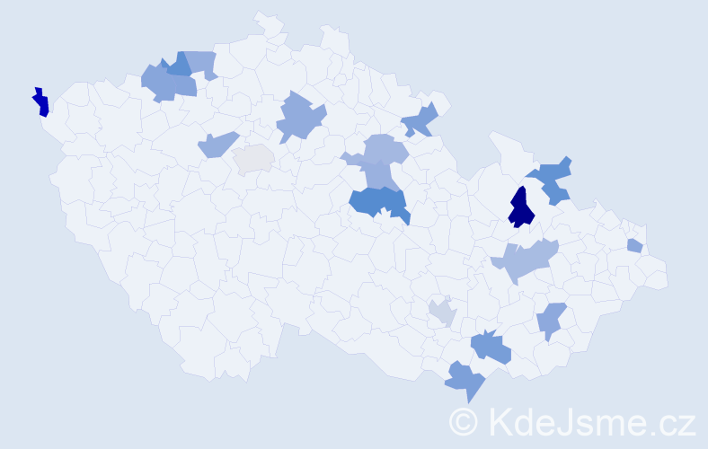 Jméno: 'Kimberly', počet výskytů 21 v celé ČR