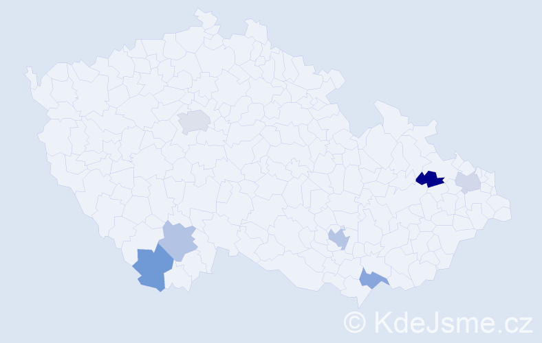 Jméno: 'Aline', počet výskytů 9 v celé ČR