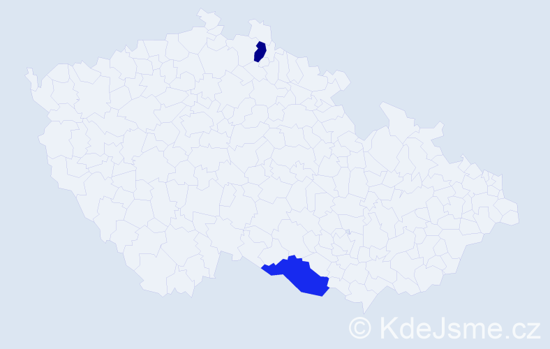 Jméno: 'Sehar', počet výskytů 2 v celé ČR