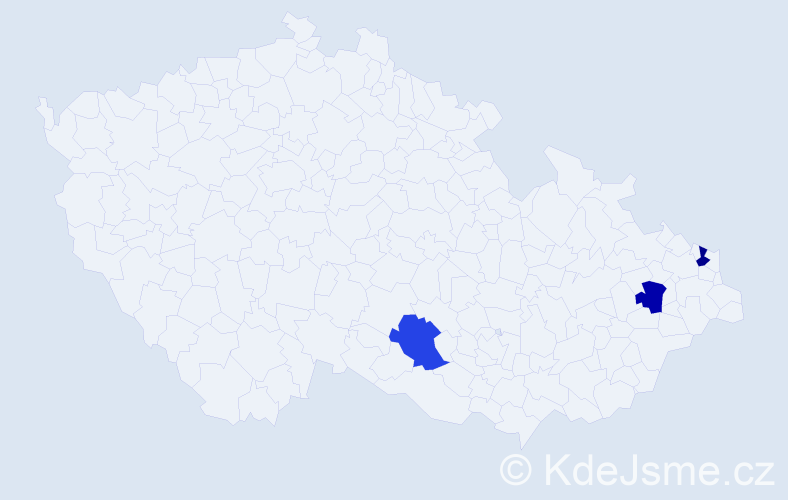 Jméno: 'Aňa', počet výskytů 3 v celé ČR