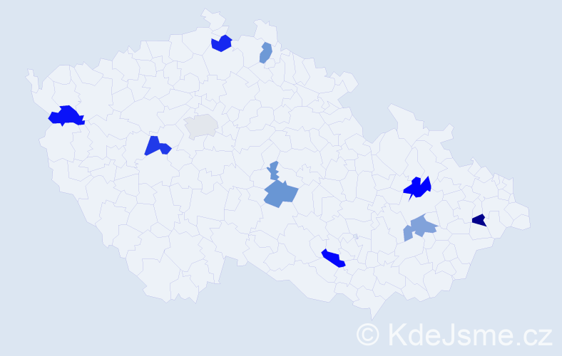 Jméno: 'Lukrécie', počet výskytů 10 v celé ČR