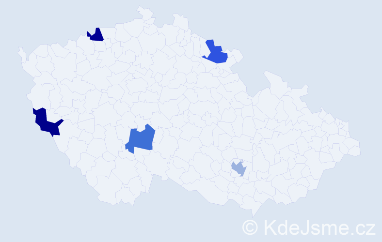 Jméno: 'Erika Marie', počet výskytů 5 v celé ČR