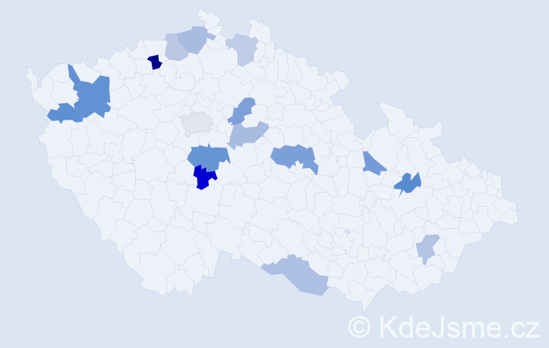 Jméno: 'Záboj', počet výskytů 22 v celé ČR