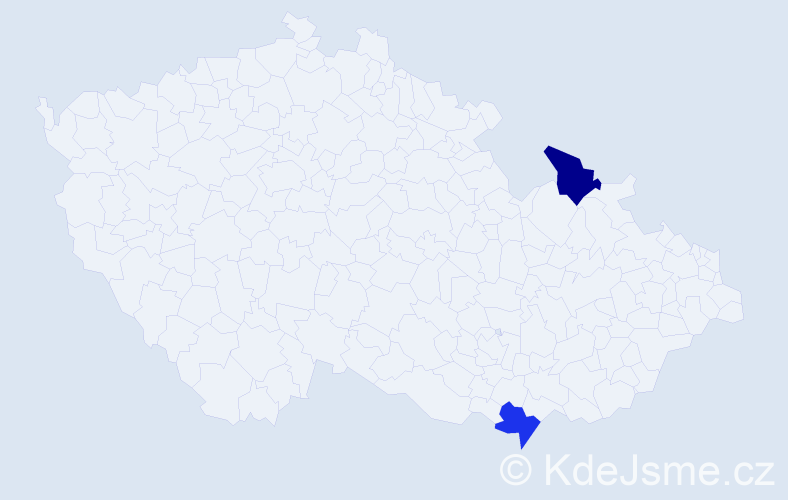 Jméno: 'Abby', počet výskytů 2 v celé ČR