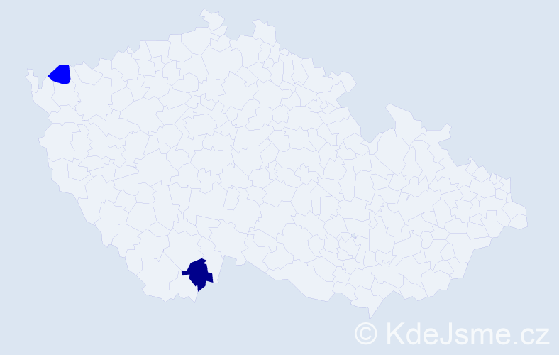 Jméno: 'Emeric', počet výskytů 3 v celé ČR