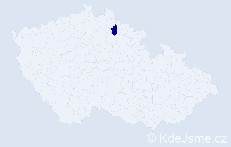 Jméno: 'Vladina', počet výskytů 1 v celé ČR