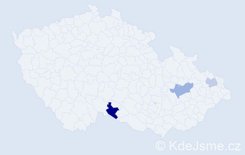 Jméno: 'Meg', počet výskytů 3 v celé ČR