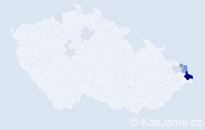 Jméno: 'Januš', počet výskytů 45 v celé ČR