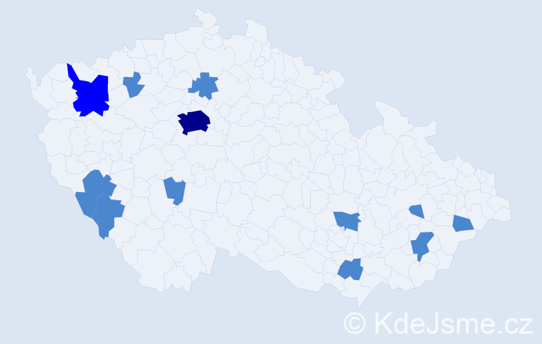 Jméno: 'Karel Jan', počet výskytů 15 v celé ČR