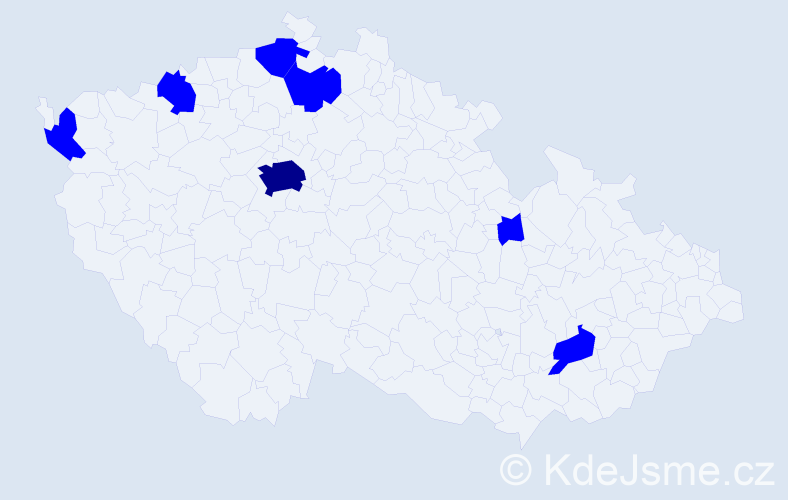 Jméno: 'La', počet výskytů 8 v celé ČR