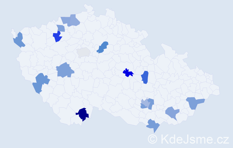 Jméno: 'Augustýn', počet výskytů 18 v celé ČR