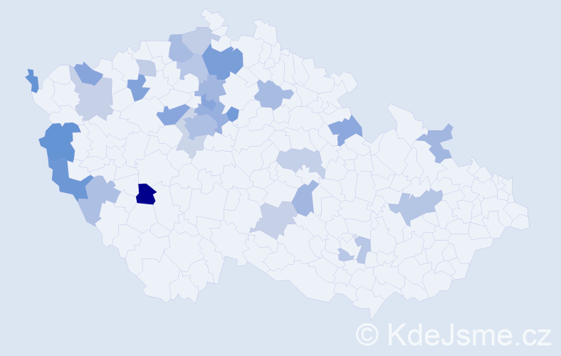 Jméno: 'Jevgenija', počet výskytů 50 v celé ČR