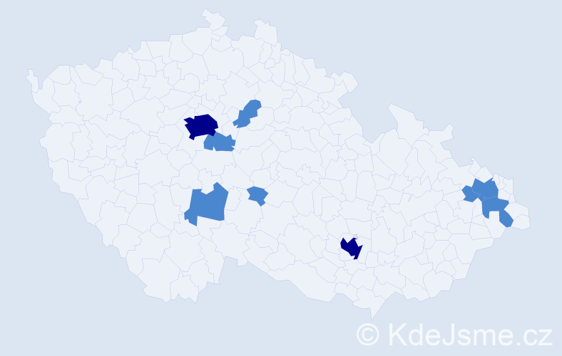 Jméno: 'Velen', počet výskytů 13 v celé ČR
