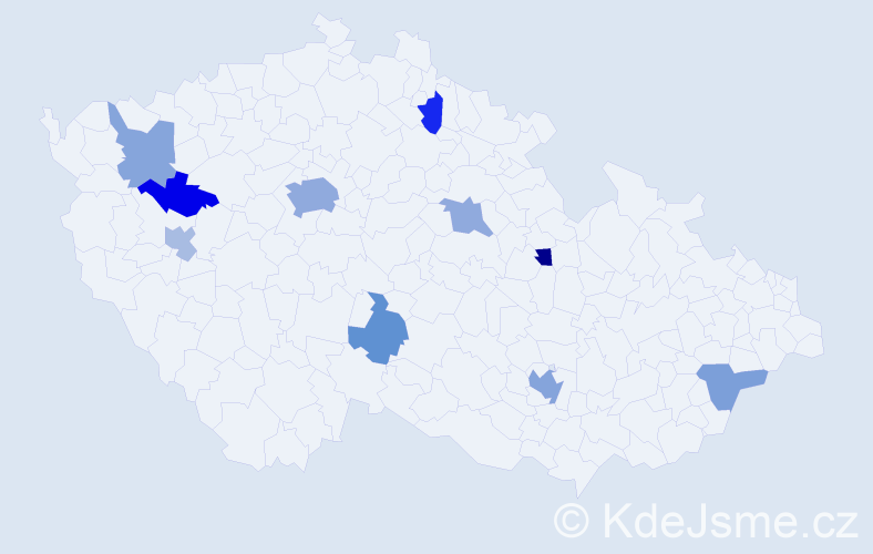 Jméno: 'Petrit', počet výskytů 18 v celé ČR