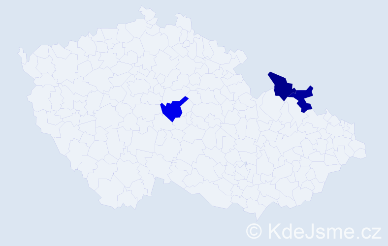 Jméno: 'Konstandina', počet výskytů 3 v celé ČR