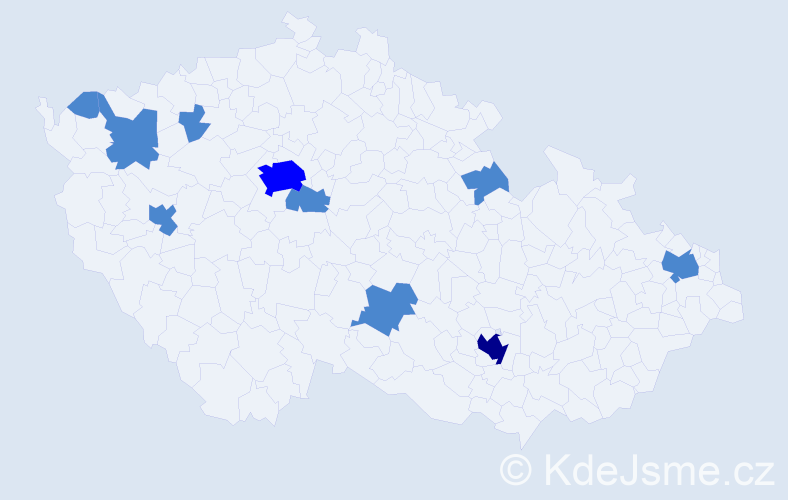 Jméno: 'Daniel John', počet výskytů 13 v celé ČR