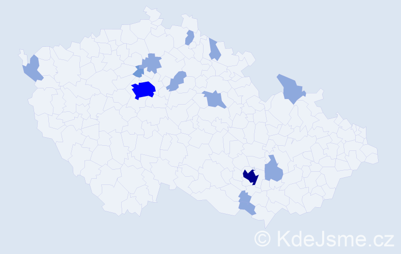Jméno: 'Kalyna', počet výskytů 22 v celé ČR