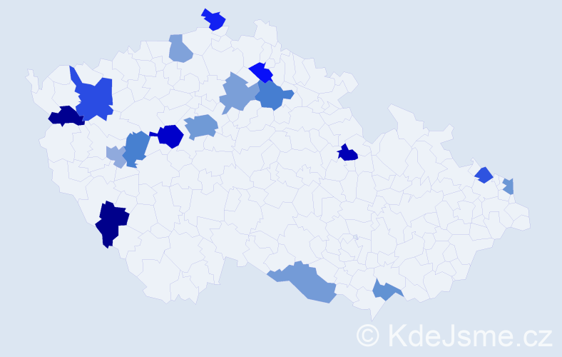 Jméno: 'Kašpar', počet výskytů 27 v celé ČR