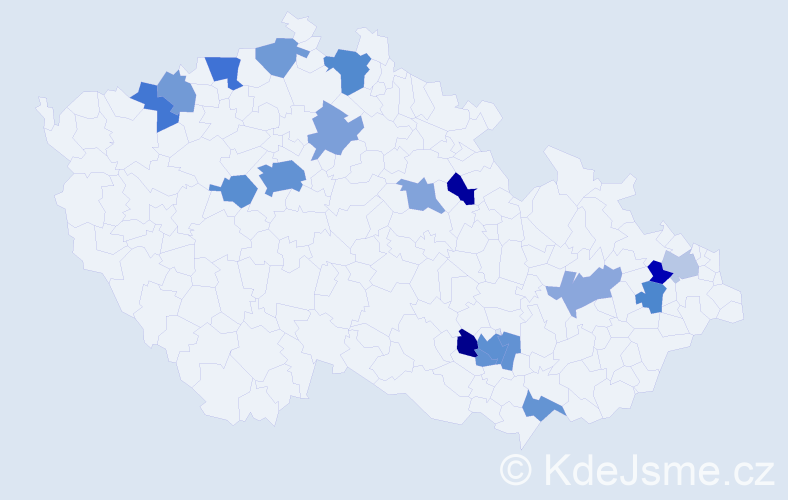 Jméno: 'Ahmad', počet výskytů 33 v celé ČR