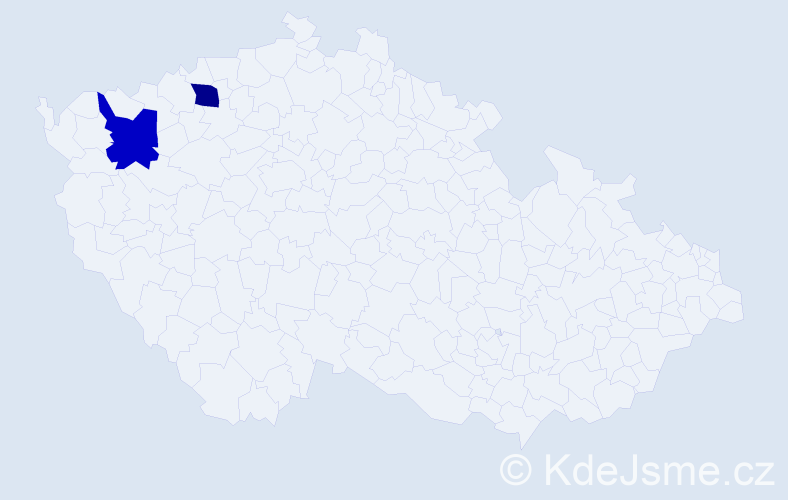 Jméno: 'Rudka', počet výskytů 2 v celé ČR