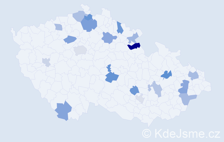 Jméno: 'Dalibora', počet výskytů 28 v celé ČR