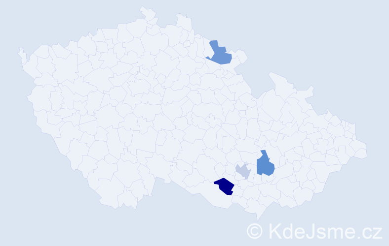 Jméno: 'Terezička', počet výskytů 4 v celé ČR