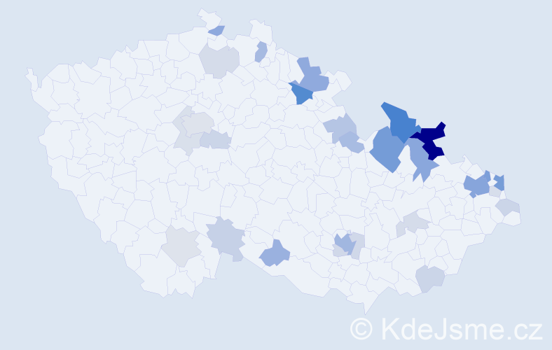 Jméno: 'Kostas', počet výskytů 77 v celé ČR