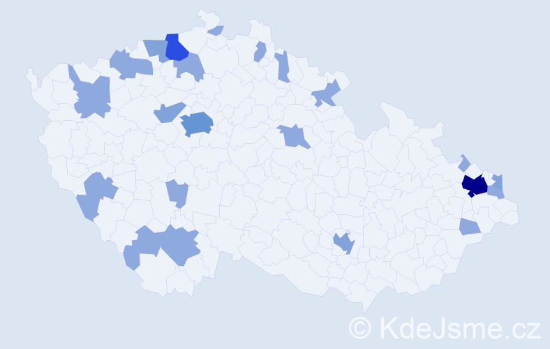 Jméno: 'Ywetta', počet výskytů 41 v celé ČR
