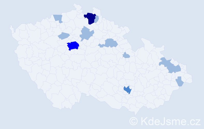 Jméno: 'Jarmilka', počet výskytů 19 v celé ČR