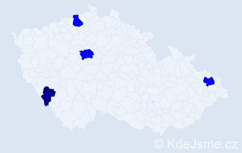 Jméno: 'Simonetta', počet výskytů 5 v celé ČR