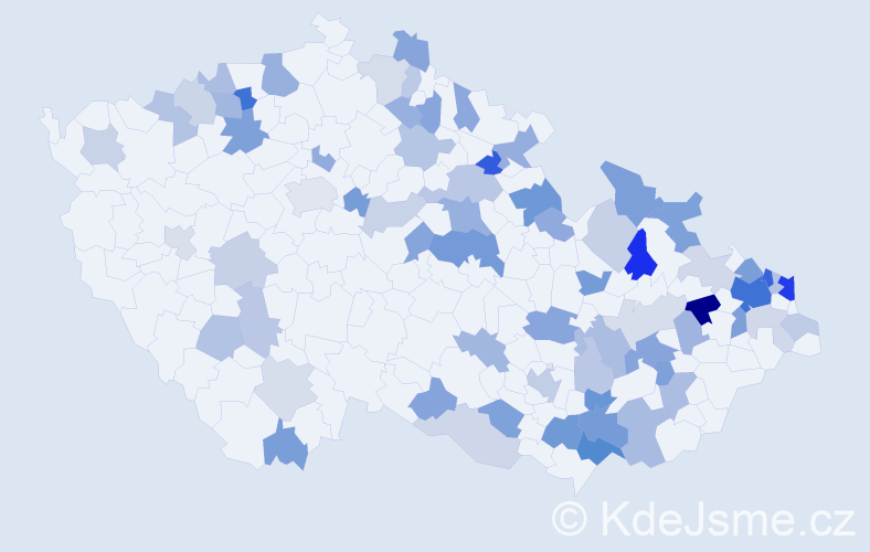 Jméno: 'Justína', počet výskytů 134 v celé ČR