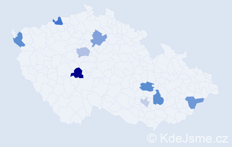 Jméno: 'Klementýna', počet výskytů 12 v celé ČR