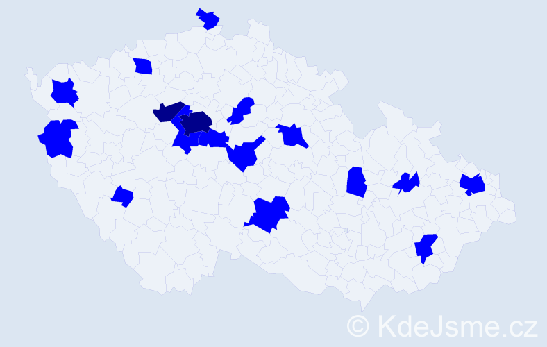 Jméno: 'Deniel', počet výskytů 19 v celé ČR