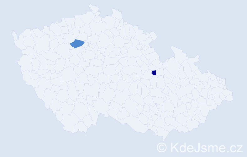 Jméno: 'Agáta Nela', počet výskytů 2 v celé ČR