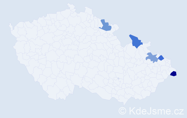 Jméno: 'Hedvíka', počet výskytů 5 v celé ČR