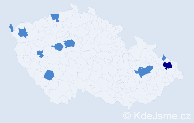 Jméno: 'Rudi', počet výskytů 12 v celé ČR