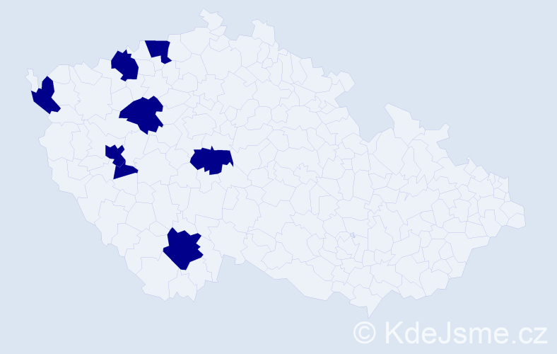Jméno: 'Qui', počet výskytů 8 v celé ČR