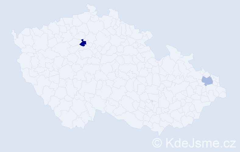 Jméno: 'Cinzia', počet výskytů 2 v celé ČR