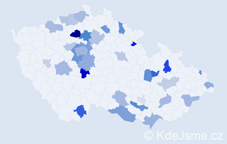 Jméno: 'Klementina', počet výskytů 53 v celé ČR