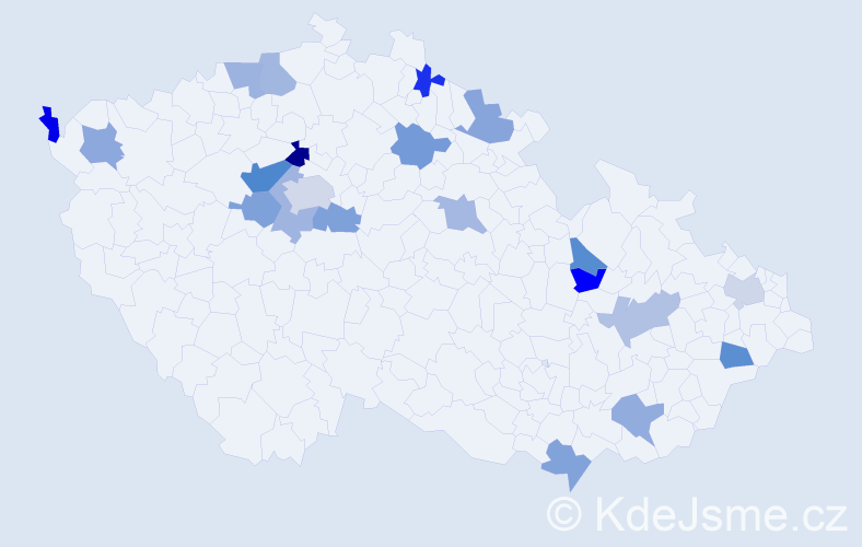 Jméno: 'Tadeáš Jan', počet výskytů 26 v celé ČR