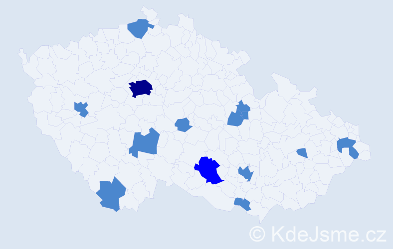 Jméno: 'Georgina', počet výskytů 17 v celé ČR