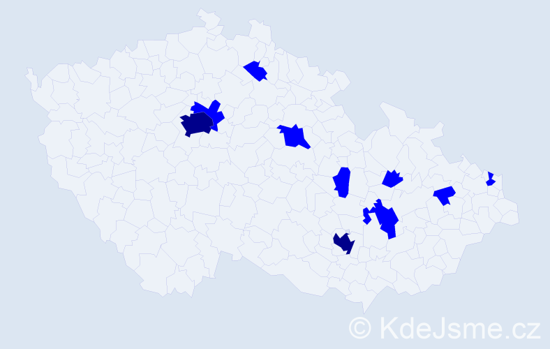 Jméno: 'Brandon', počet výskytů 12 v celé ČR