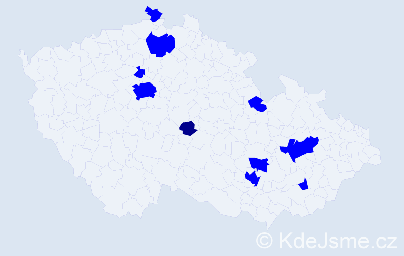Jméno: 'Maral', počet výskytů 11 v celé ČR