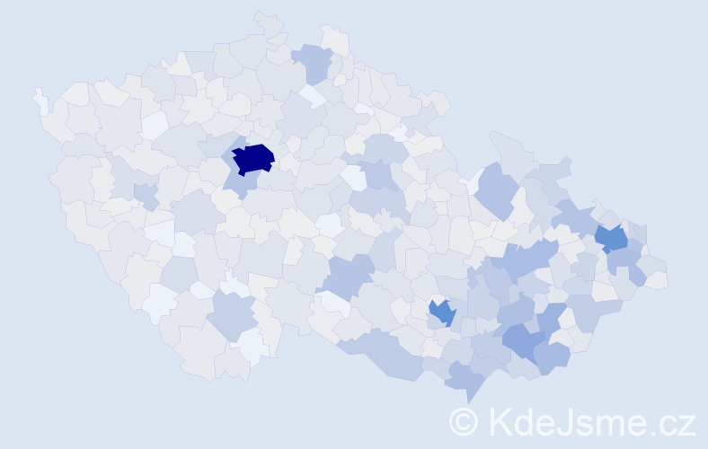 Jméno: 'Bohdana', počet výskytů 1948 v celé ČR